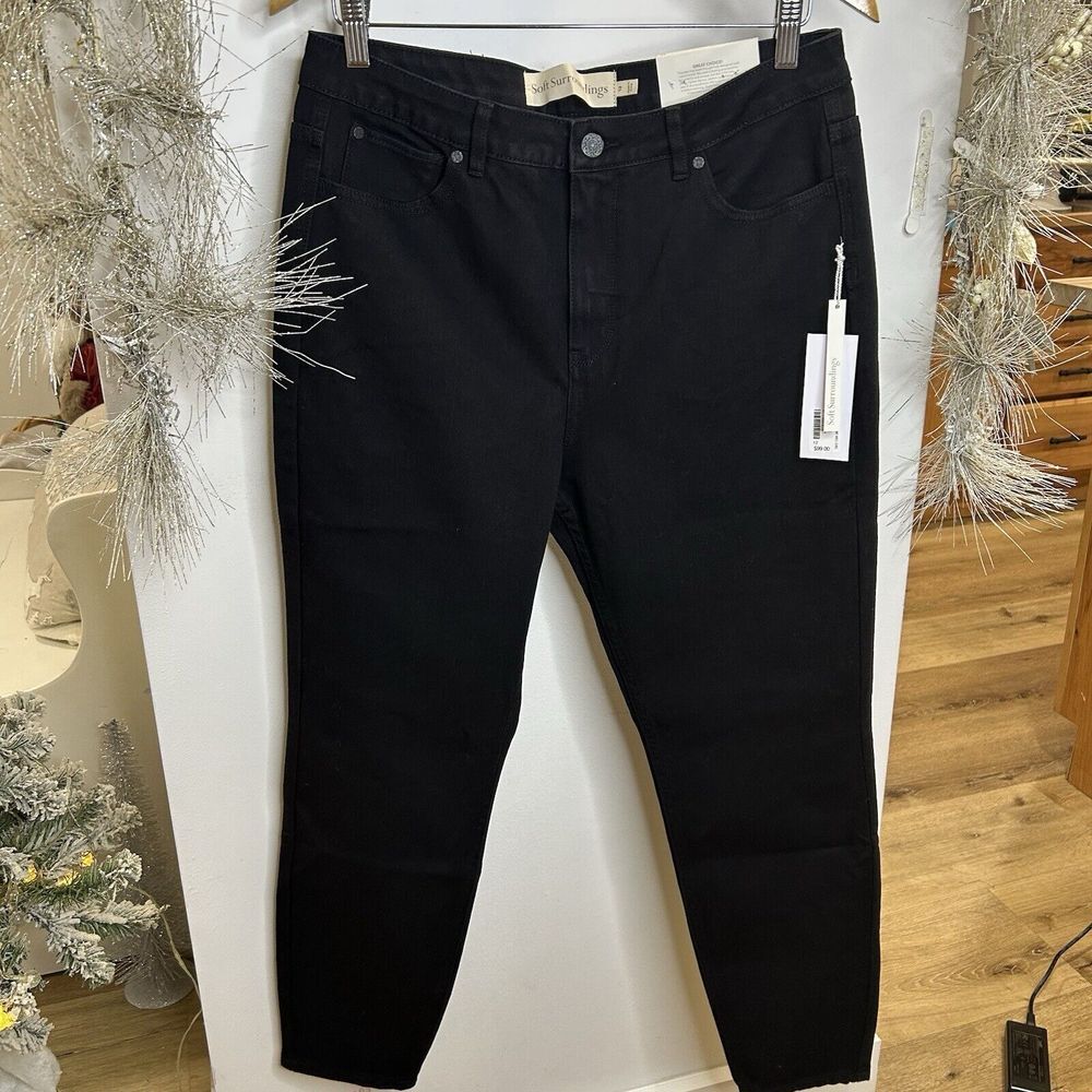 NWT Soft Surroundings Jeans Size 12 Black Fly Front Skinny Ankle Natural Waist - Picture 8 of 15